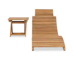 Folding Sun Lounger with Table Solid Teak Wood