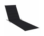 vidaXL Sun Lounger with Black Cushion Solid Teak Wood
