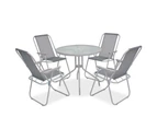 vidaXL 6 Piece Outdoor Dining Set Steel and Textilene Grey