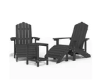 Garden Adirondack Chairs with Footstool & Table HDPE Anthracite