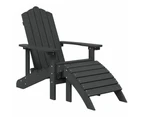 Garden Adirondack Chairs with Footstool & Table HDPE Anthracite