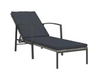 vidaXL Garden Sun Lounger with Cushion Poly Rattan Grey