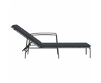 Garden Sun Lounger with Cushion Poly Rattan Grey