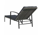 vidaXL Garden Sun Lounger with Cushion Poly Rattan Grey