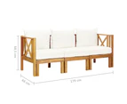 vidaXL 3-Seater Garden Bench with Cushions 179 cm Solid Acacia Wood