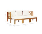 vidaXL 3-Seater Garden Bench with Cushions 179 cm Solid Acacia Wood