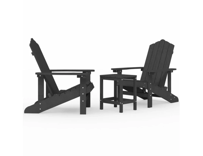 vidaXL Garden Adirondack Chairs with Table HDPE Anthracite