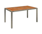 vidaXL Garden Table with Wooden Top Grey 150x90x75 cm Poly Rattan