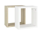 vidaXL Wall Cube Shelves 2 pcs White and Sonoma Oak 30x15x30 cm