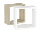 vidaXL Wall Cube Shelves 2 pcs White and Sonoma Oak 30x15x30 cm