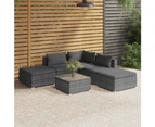 6 Piece Garden Lounge Set with Cushions Poly Rattan Grey