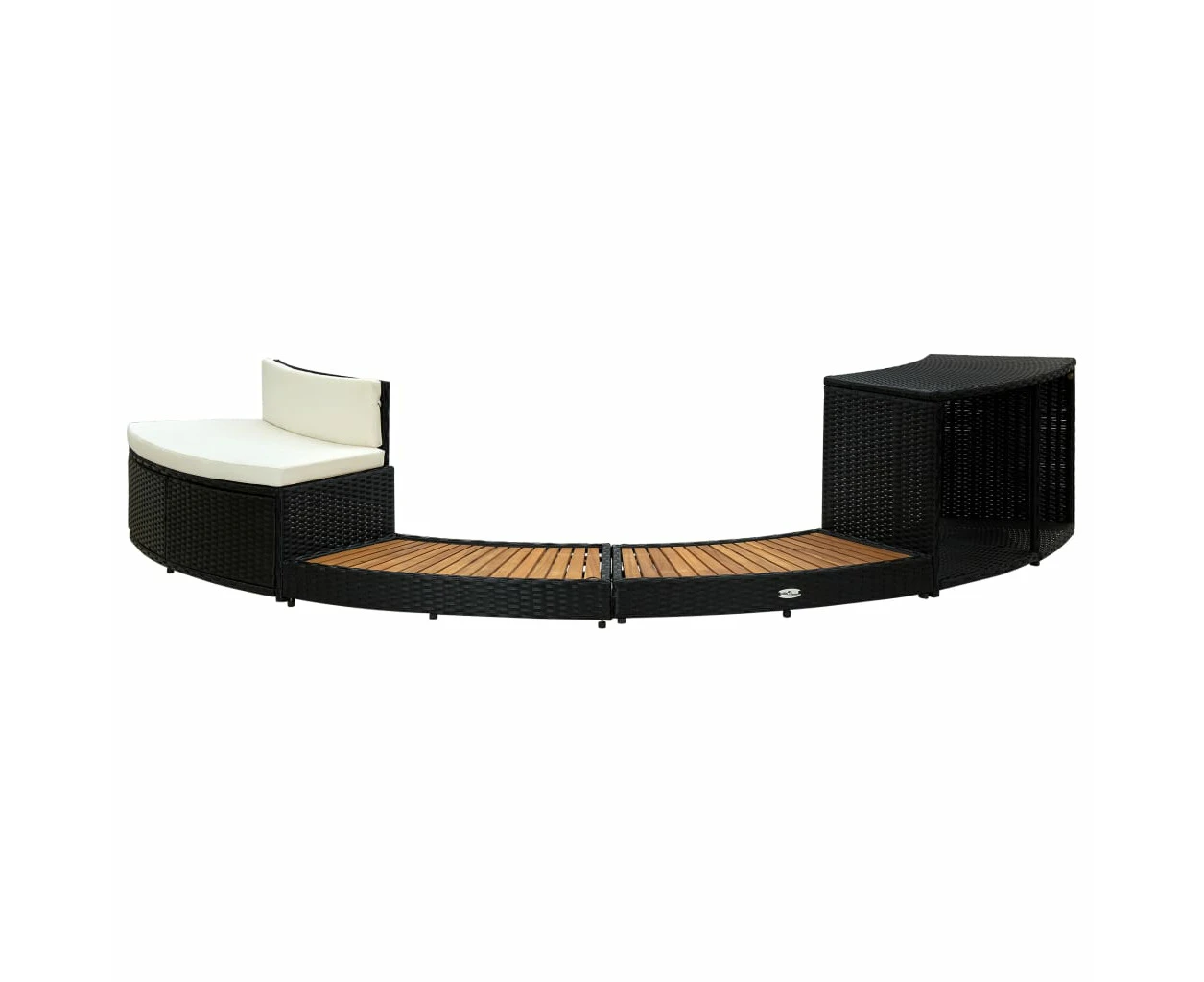 vidaXL Spa Surround Black Poly Rattan and Acacia Wood