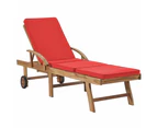 vidaXL Sun Loungers with Cushions 2 pcs Solid Teak Wood Red