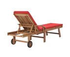 vidaXL Sun Loungers with Cushions 2 pcs Solid Teak Wood Red