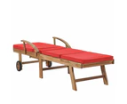 vidaXL Sun Loungers with Cushions 2 pcs Solid Teak Wood Red