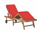 vidaXL Sun Loungers with Cushions 2 pcs Solid Teak Wood Red