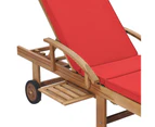 vidaXL Sun Loungers with Cushions 2 pcs Solid Teak Wood Red