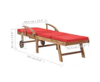 vidaXL Sun Loungers with Cushions 2 pcs Solid Teak Wood Red