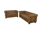 vidaXL Chesterfield 2-Seater and 3-Seater Sofa Set Brown