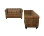 vidaXL Chesterfield 2-Seater and 3-Seater Sofa Set Brown