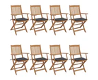 vidaXL Folding Garden Chairs 8 pcs with Cushions Solid Acacia Wood