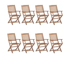 vidaXL Folding Garden Chairs 8 pcs with Cushions Solid Acacia Wood