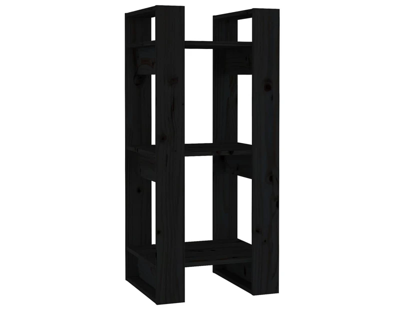 vidaXL Book Cabinet/Room Divider Black 41x35x91 cm Solid Wood Pine