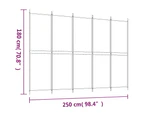 vidaXL 5-Panel Room Divider White 250x180 cm Fabric