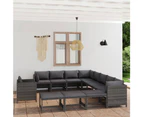 12 Piece Garden Lounge Set with Cushions Poly Rattan Grey