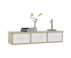 vidaXL Wall-mounted Drawer Shelf White and Sonoma Oak 88x26x18.5 cm Engineered Wood