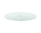 vidaXL Table Top White Ø70x0.8 cm Tempered Glass with Marble Design