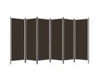 vidaXL 6-Panel Room Divider Brown 300x180 cm