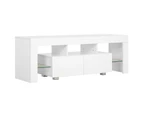 vidaXL TV Cabinet with LED Lights High Gloss White 130x35x45 cm