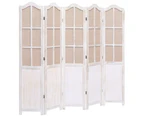 vidaXL 5-Panel Room Divider White 175x165 cm Fabric