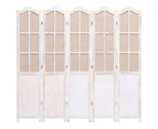 vidaXL 5-Panel Room Divider White 175x165 cm Fabric