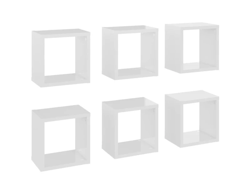 vidaXL Wall Cube Shelves 6 pcs High Gloss White 22x15x22 cm