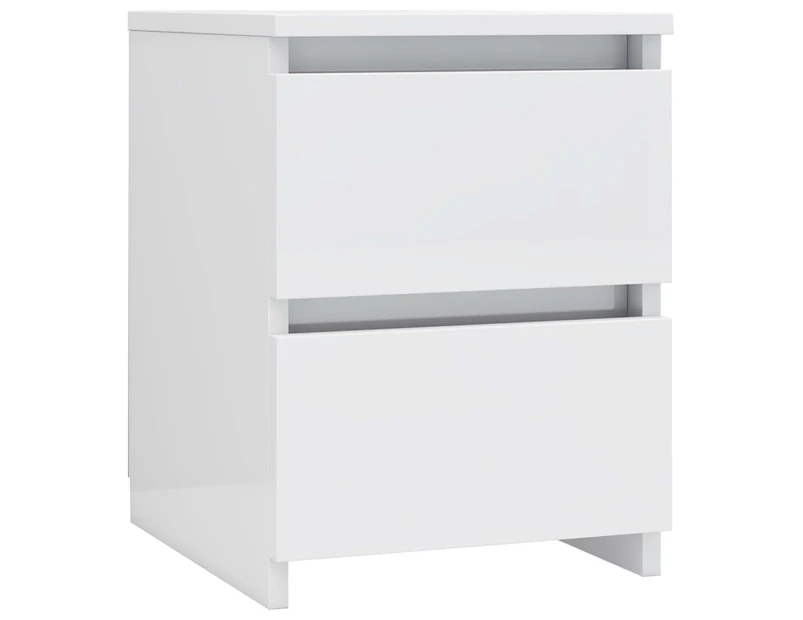 vidaXL Bedside Cabinet High Gloss White 30x30x40 cm Engineered Wood