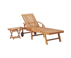 vidaXL Sun Loungers 2 pcs with Table Solid Teak Wood