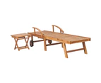 vidaXL Sun Loungers 2 pcs with Table Solid Teak Wood