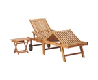 vidaXL Sun Loungers 2 pcs with Table Solid Teak Wood