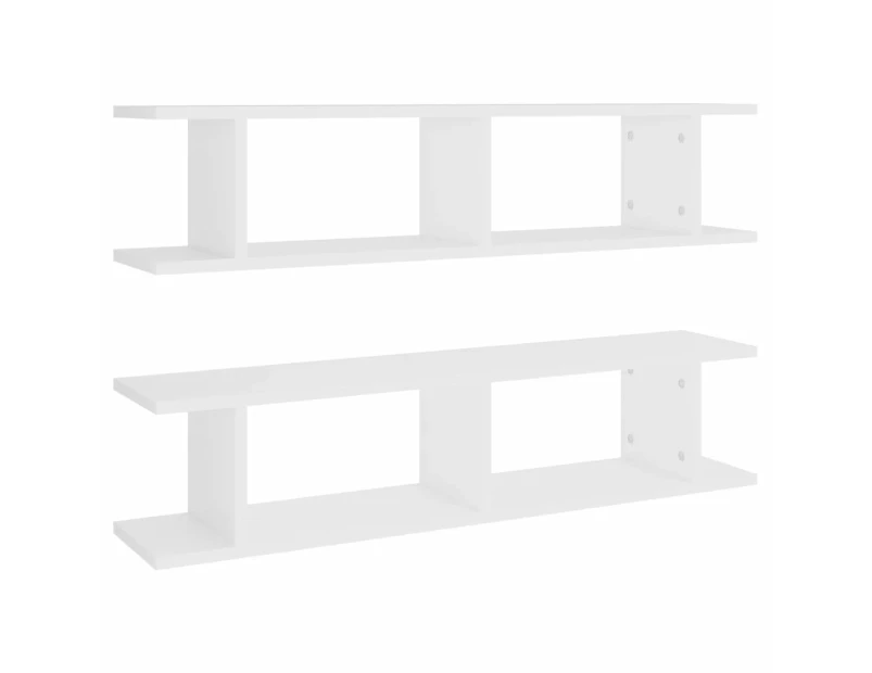 vidaXL Wall Shelves 2 pcs White 90x18x20 cm Engineered Wood