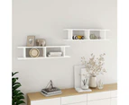 vidaXL Wall Shelves 2 pcs White 90x18x20 cm Engineered Wood