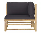 vidaXL 2 Piece Garden Lounge Set with Dark Grey Cushions Bamboo