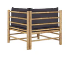 2 Piece Garden Lounge Set with Dark Grey Cushions Bamboo