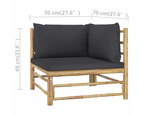 vidaXL 2 Piece Garden Lounge Set with Dark Grey Cushions Bamboo