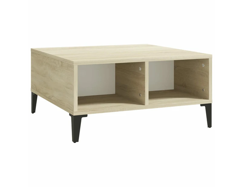 vidaXL Coffee Table White and Sonoma Oak 60x60x30 cm Engineered Wood