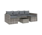 vidaXL 2 Piece Garden Lounge Set with Cushions Grey Poly Rattan