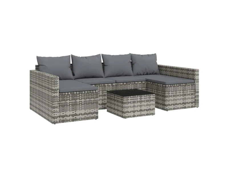 vidaXL 2 Piece Garden Lounge Set with Cushions Grey Poly Rattan