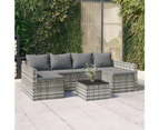 vidaXL 2 Piece Garden Lounge Set with Cushions Grey Poly Rattan