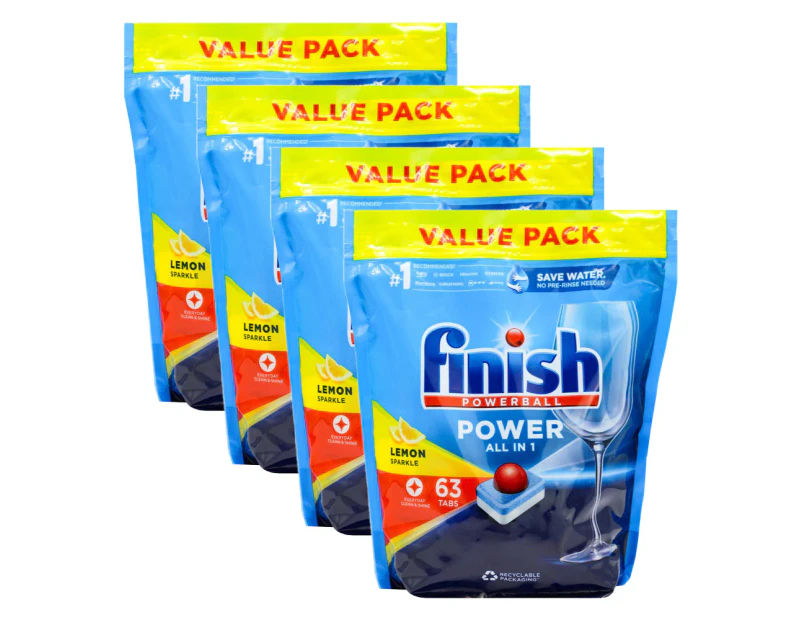 252pc Finish Powerball Dishwashing Tablet Power All In 1 LMN Sparkle Value Pack